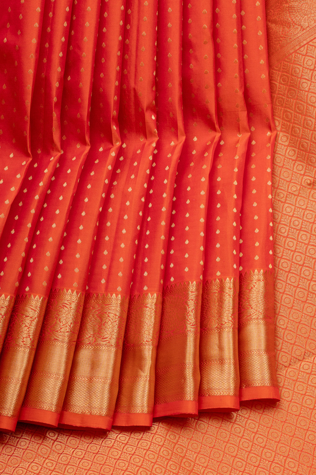 Orange Traditional Pure Kanchipuram Silk Saree