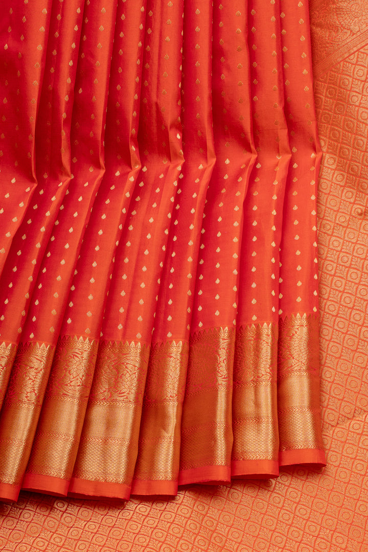 Orange Traditional Pure Kanchipuram Silk Saree