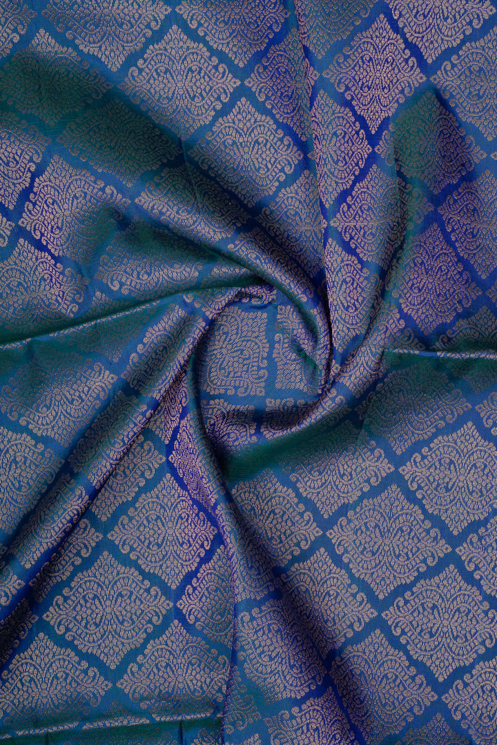 Peacock Blue Traditional Pure Soft Silk Saree