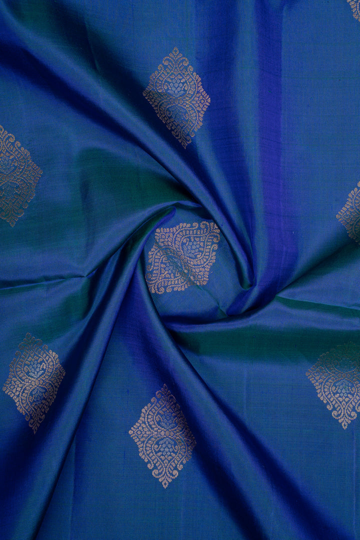 Peacock Blue Traditional Pure Soft Silk Saree