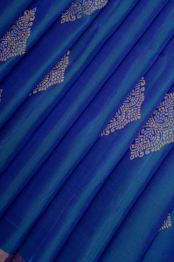 Peacock Blue Traditional Pure Soft Silk Saree