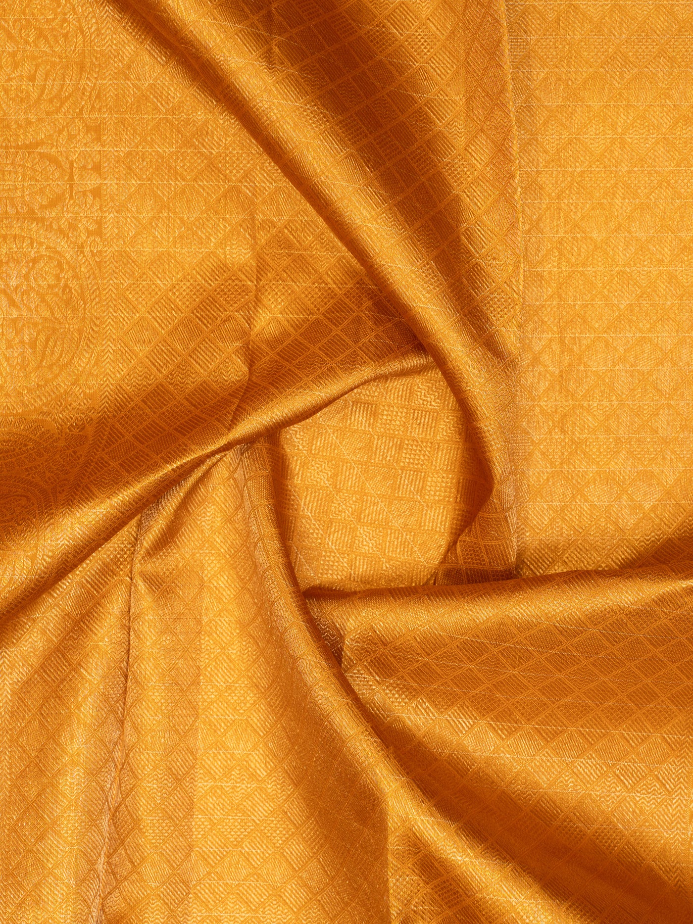 Mustard gold zari checks pure Kanchipuram silk saree