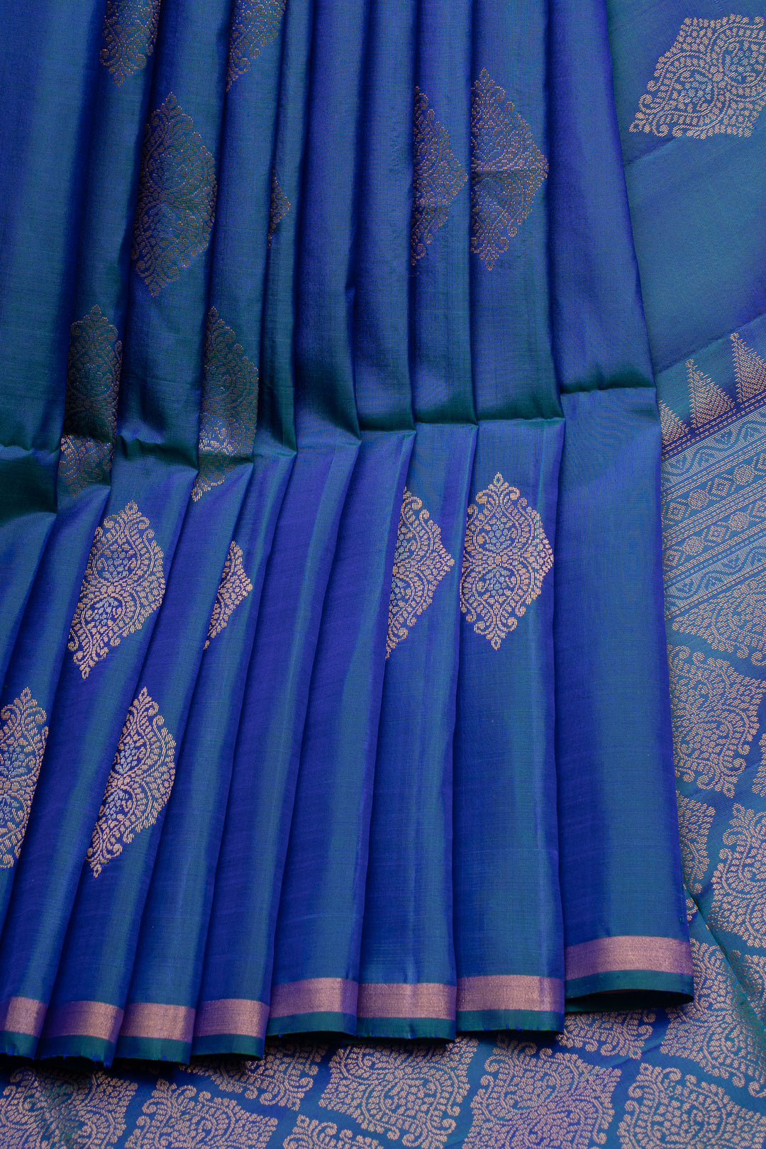 Peacock Blue Traditional Pure Soft Silk Saree
