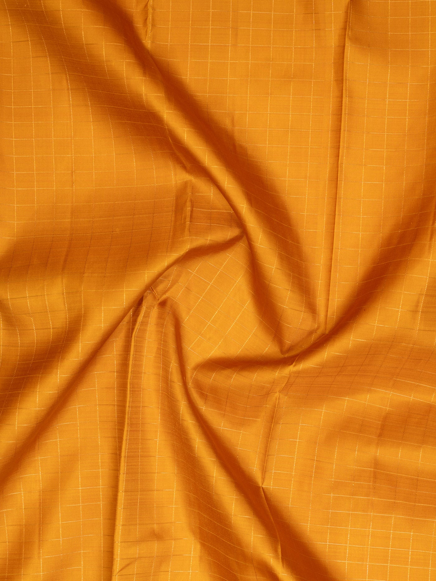 Mustard gold zari checks pure Kanchipuram silk saree