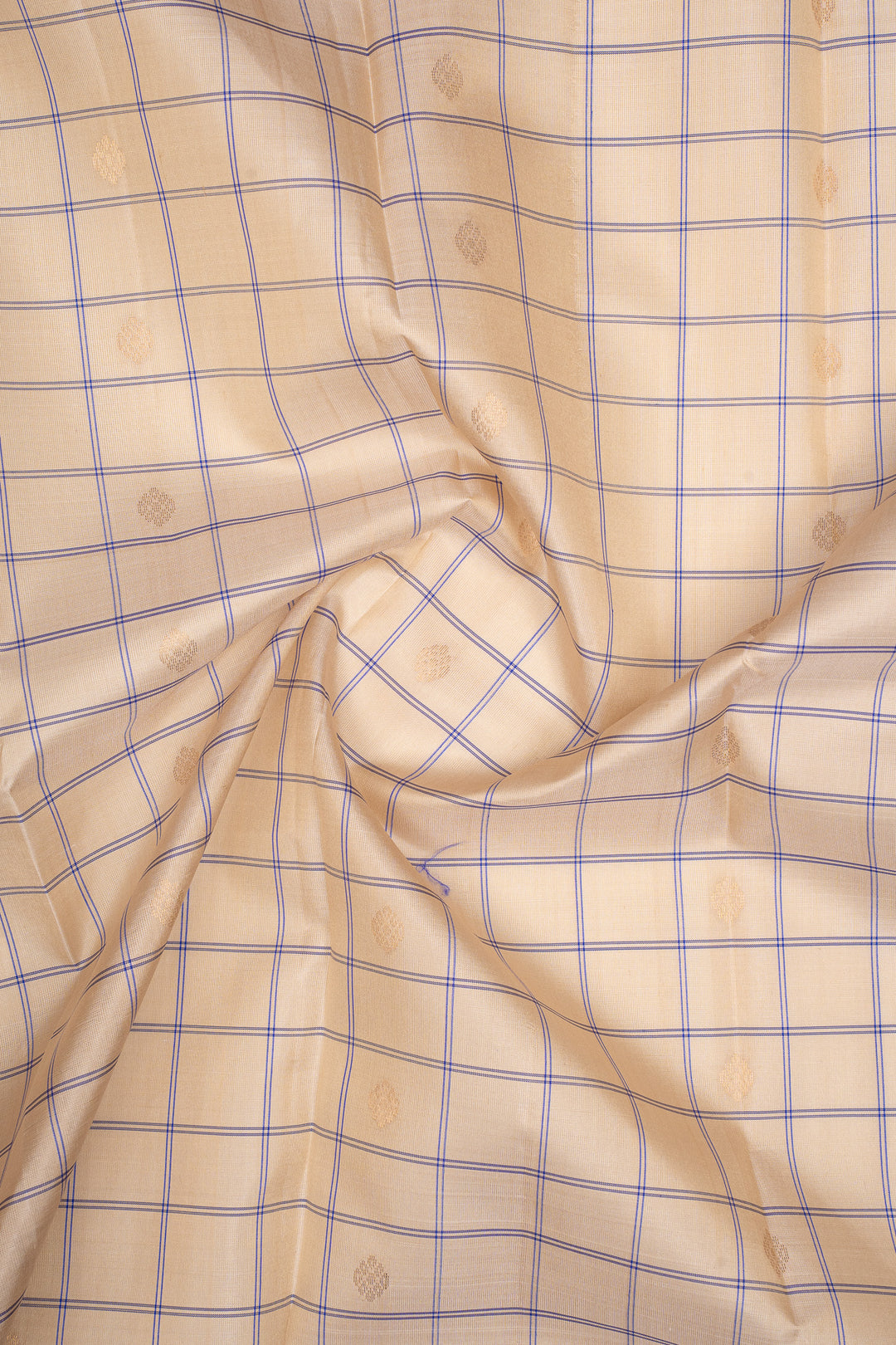 Beige Checks Pure Soft Silk Saree