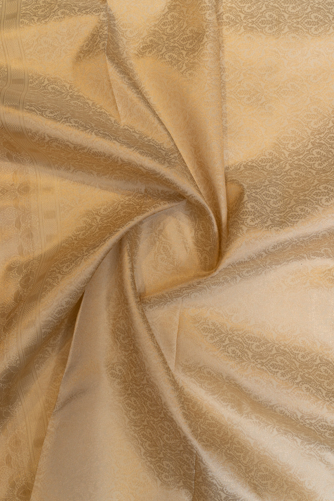Cream floral brocade pure Kanchipuram silk saree