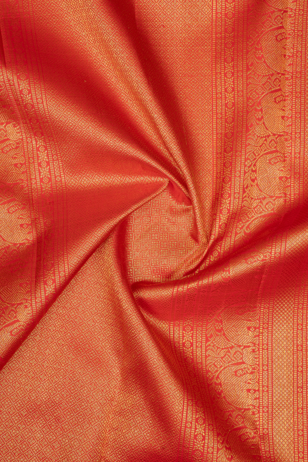 Prussian Blue and Red Plus Butta Pure Kanchipuram Silk Saree