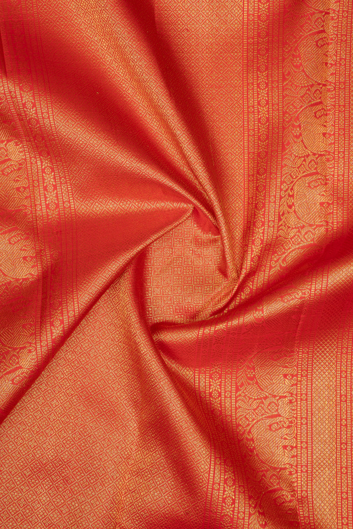 Prussian Blue and Red Plus Butta Pure Kanchipuram Silk Saree