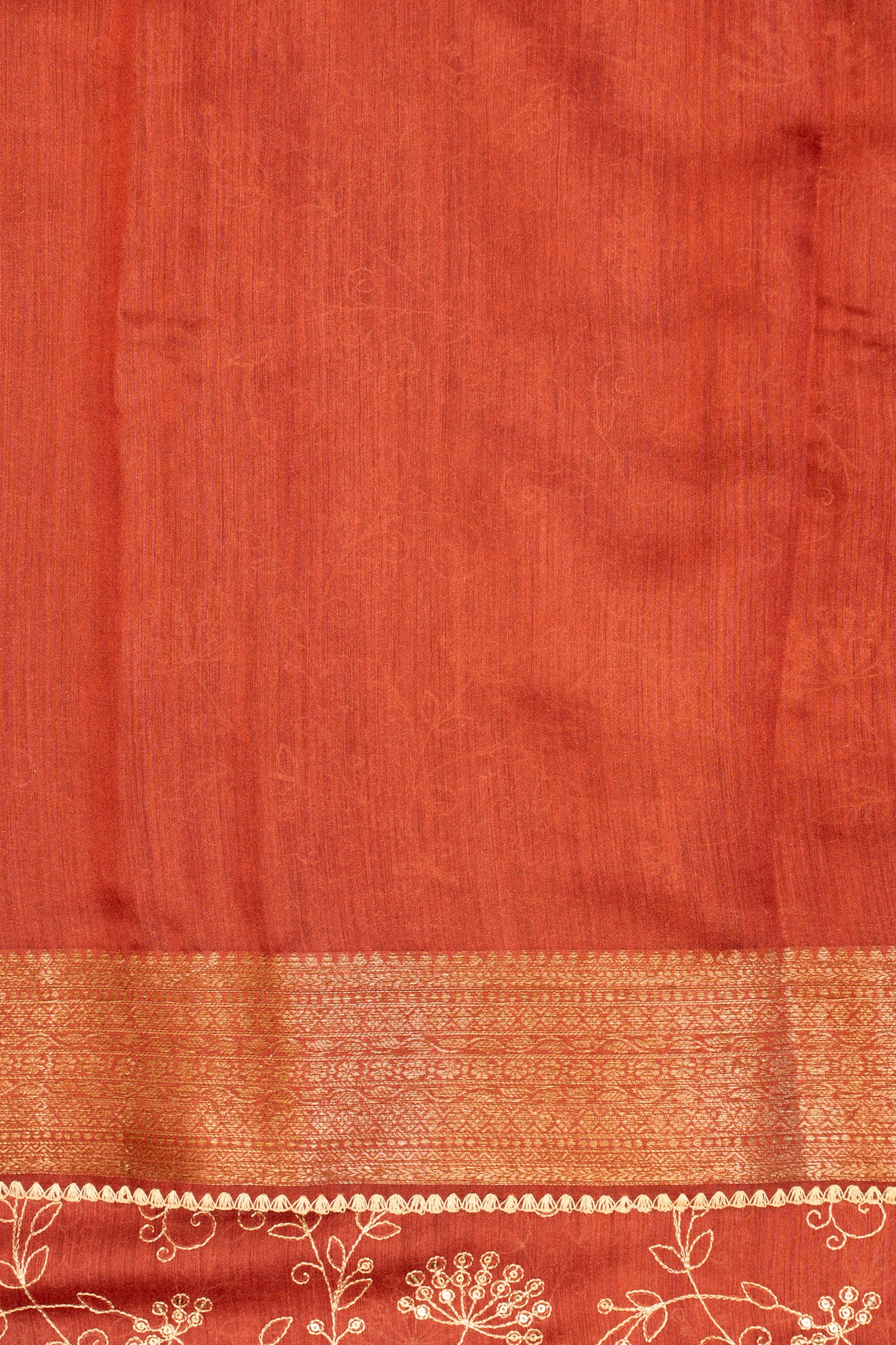 Maroon embroidered pure Tussar silk saree