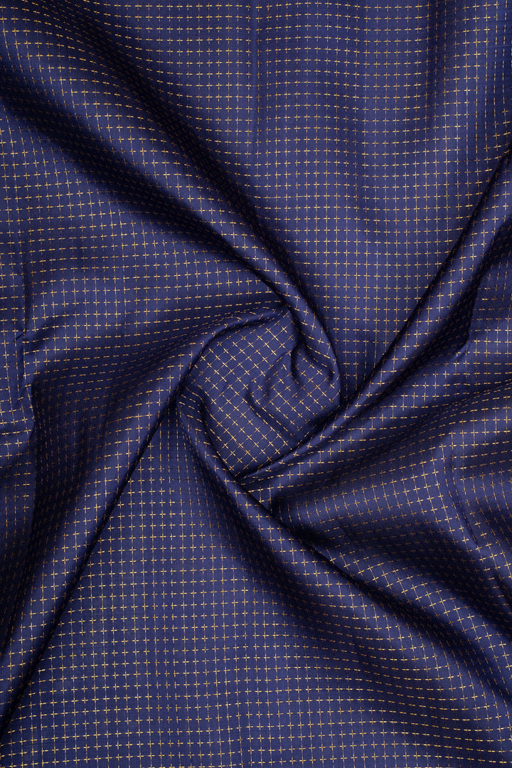 Prussian Blue and Red Plus Butta Pure Kanchipuram Silk Saree