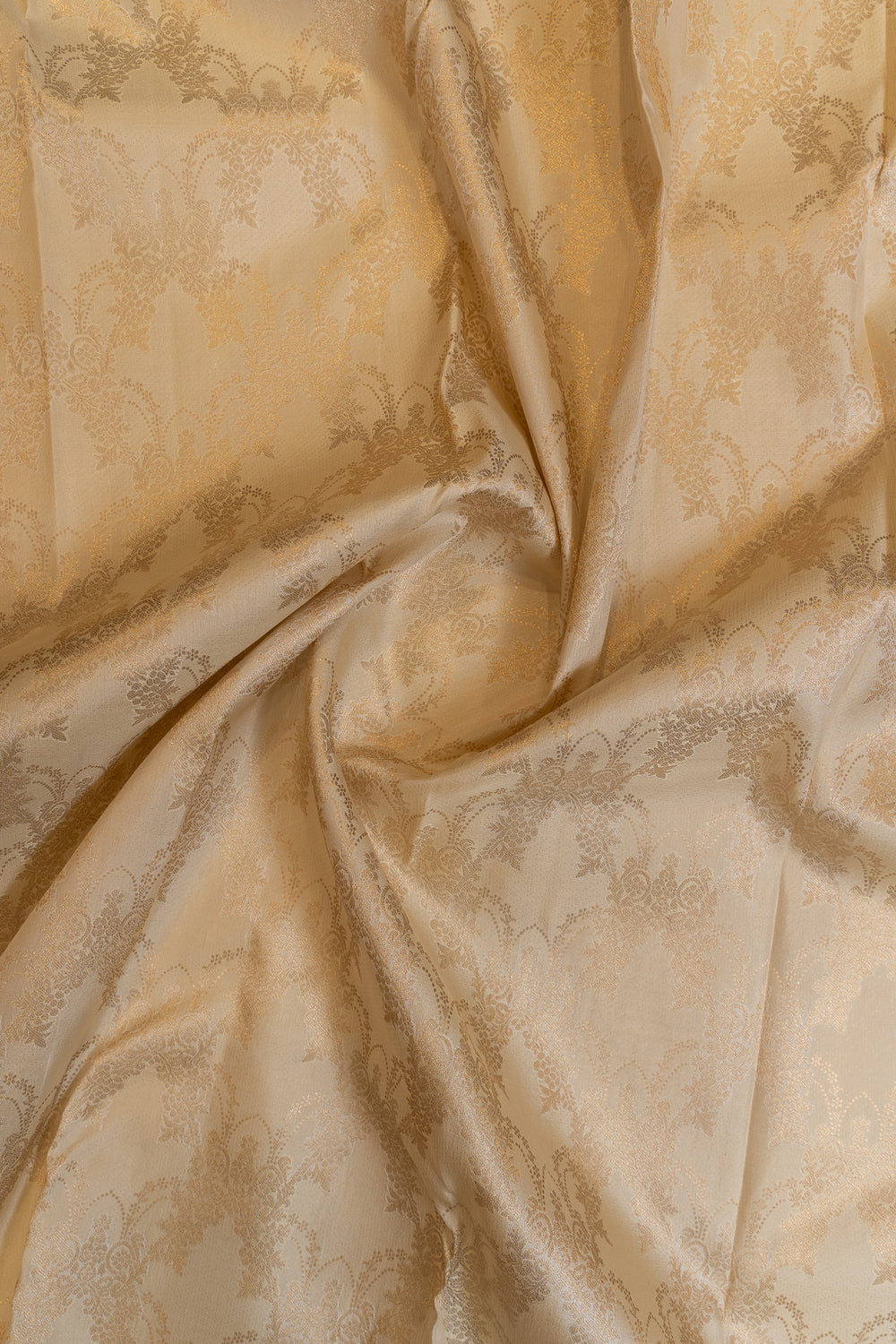 Cream floral brocade pure Kanchipuram silk saree