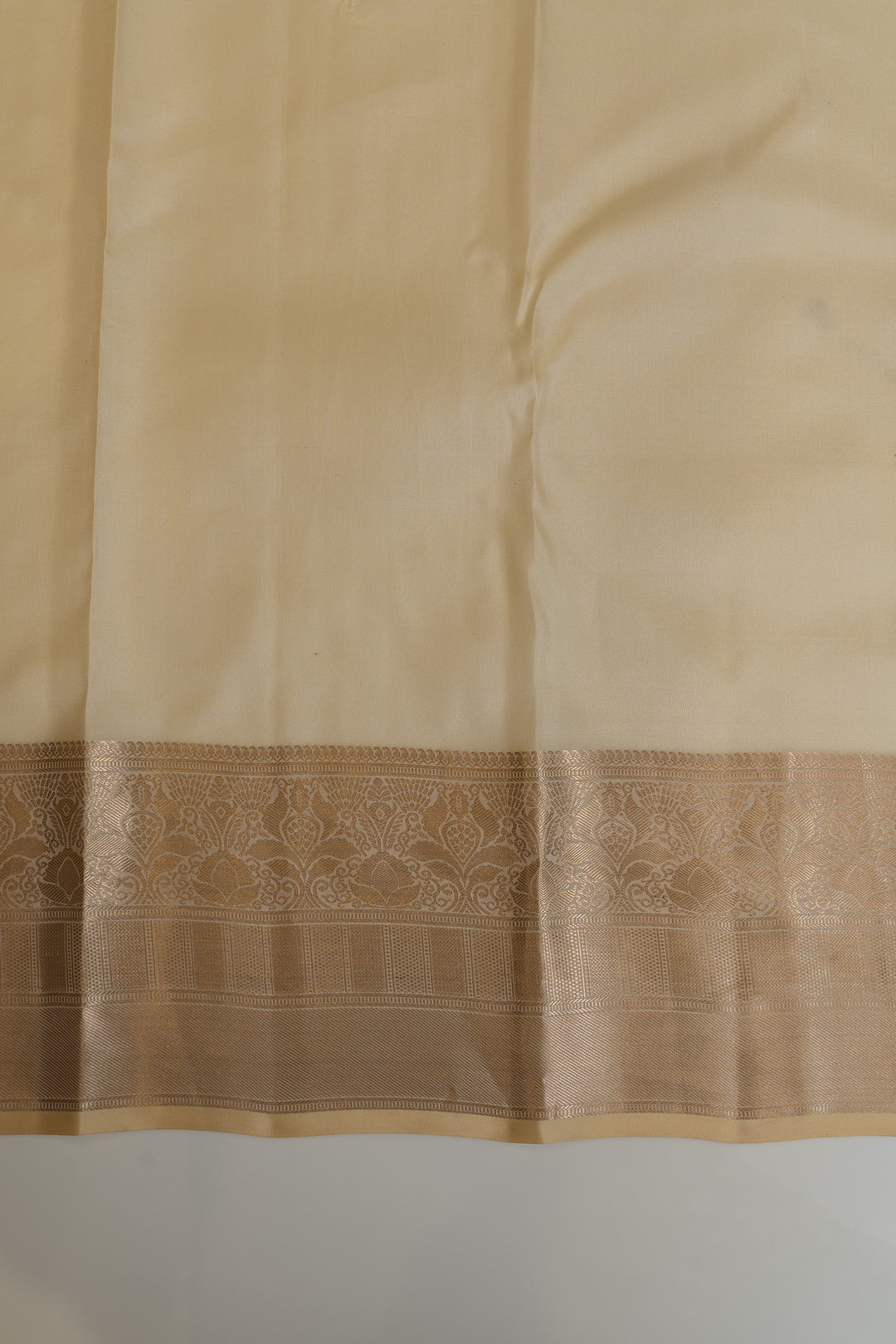 Cream floral brocade pure Kanchipuram silk saree