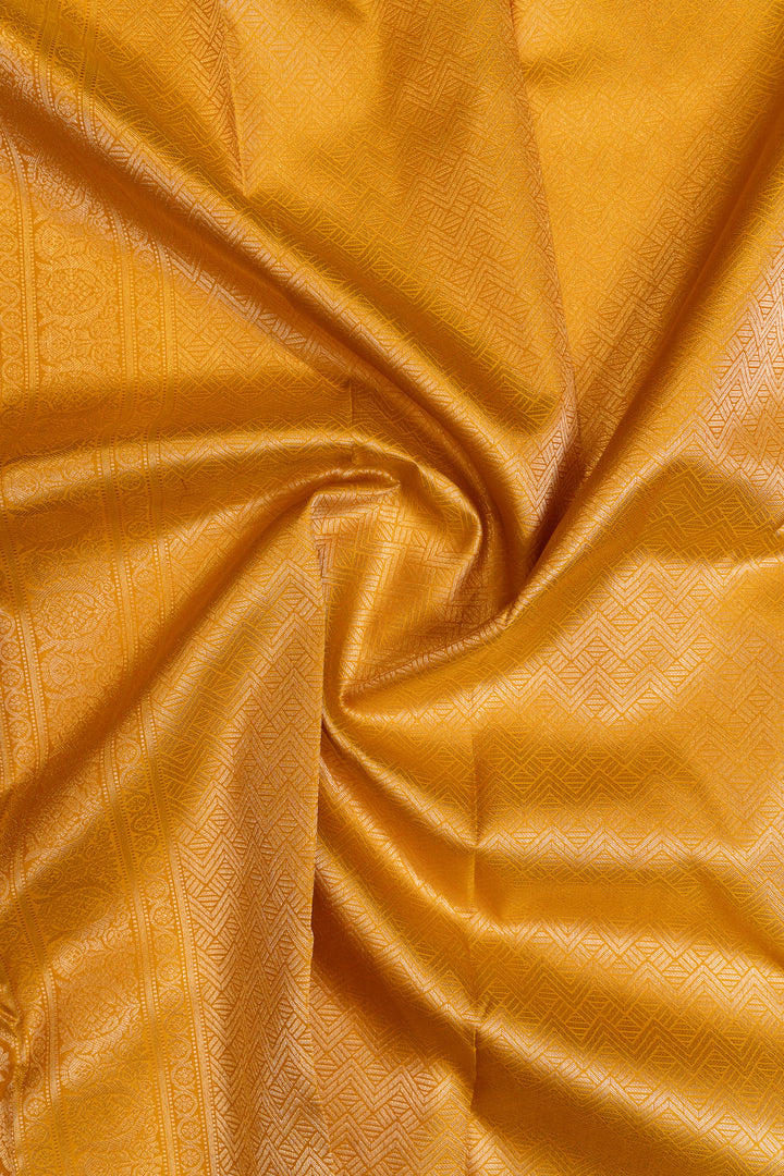 Close-up of textured mustard yellow fabric