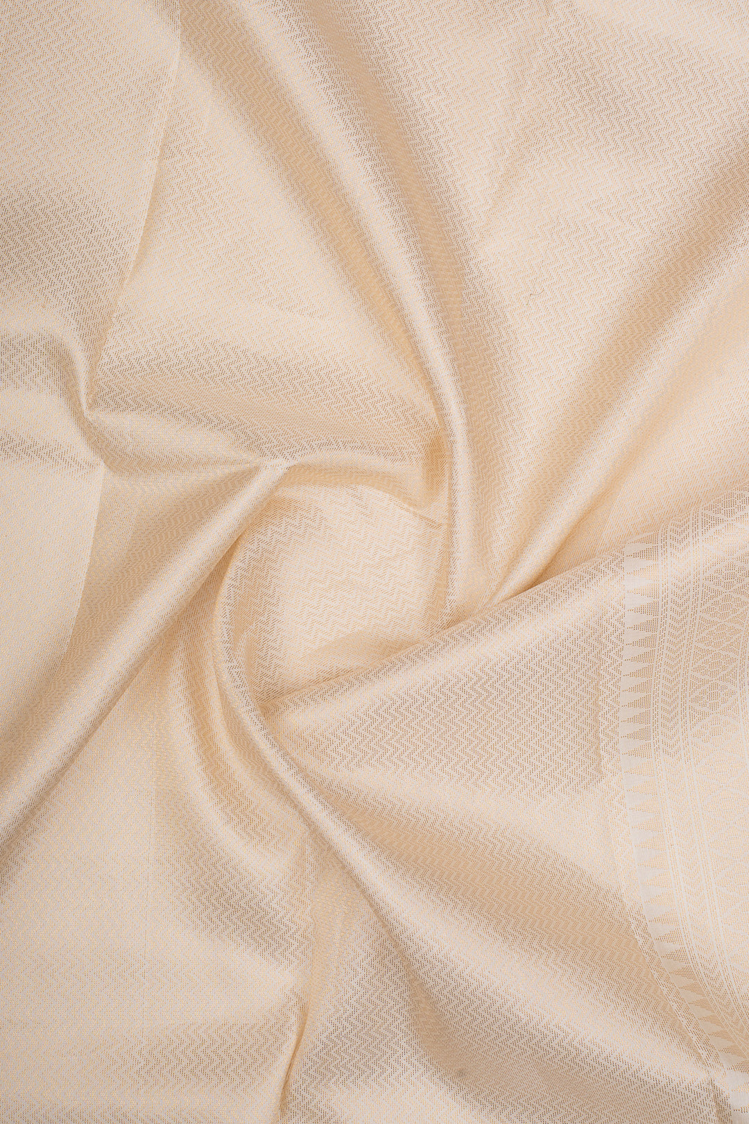 Off-White Handpainted Pure Kanchipuram Silk Saree