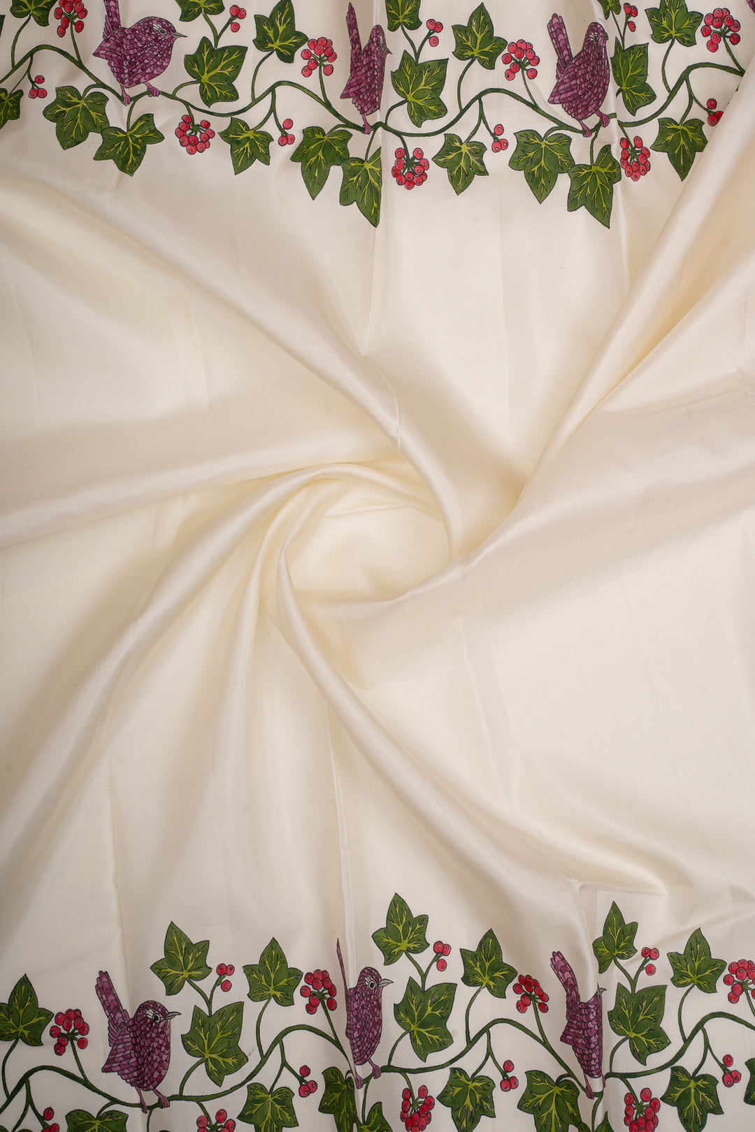 Off-White Handpainted Pure Kanchipuram Silk Saree