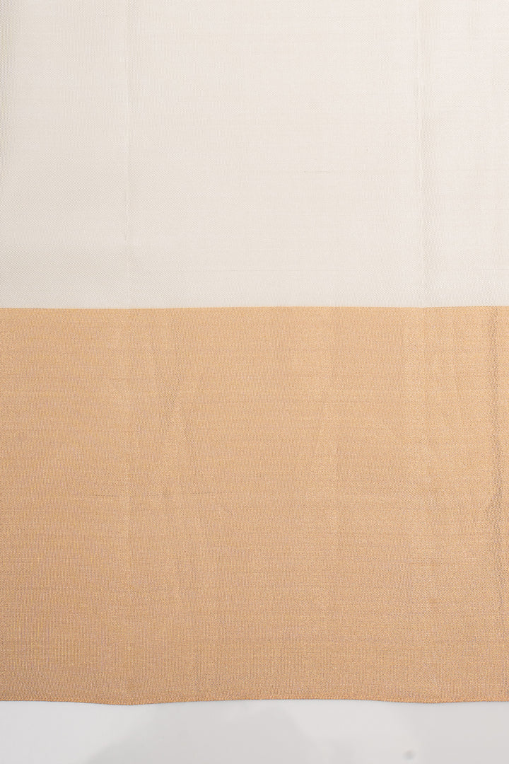 Off-White Handpainted Pure Kanchipuram Silk Saree