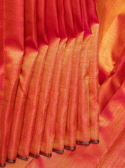 Magenta Shot Color Paisley Brocade Pure Kanchipuram Silk Saree - Clio Silks