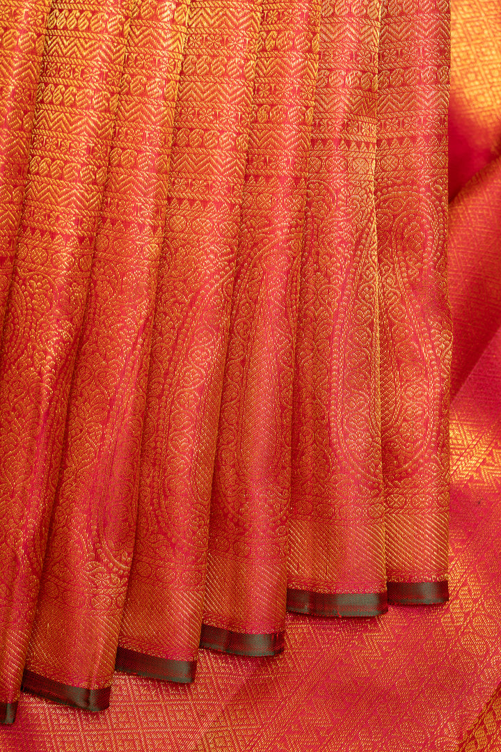 Magenta Shot Color Paisley Brocade Pure Kanchipuram Silk Saree - Clio Silks