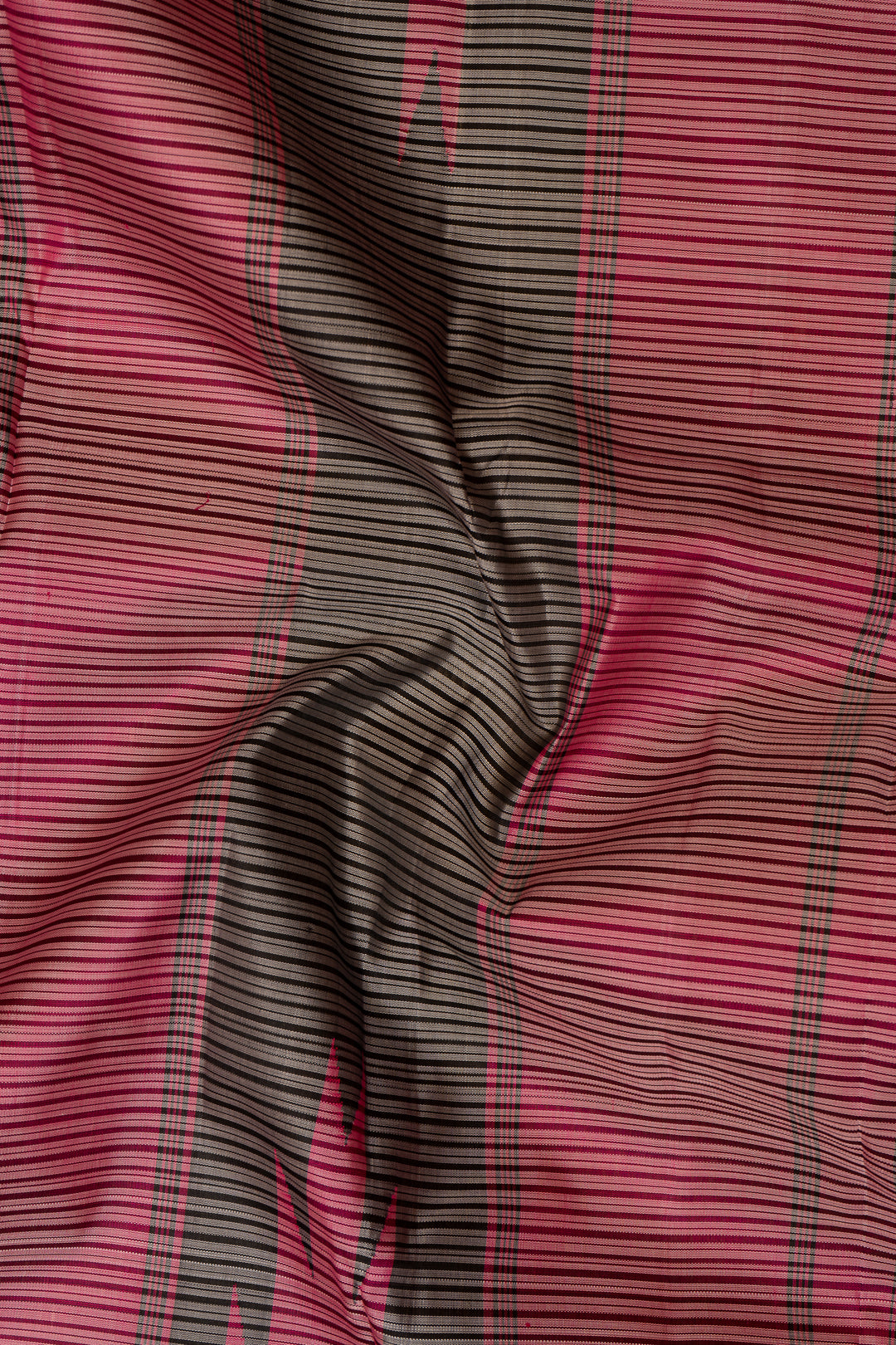 Grey and Black Stripes Ganga Jamuna Pure Kanchipuram Silk Saree - Clio Silks
