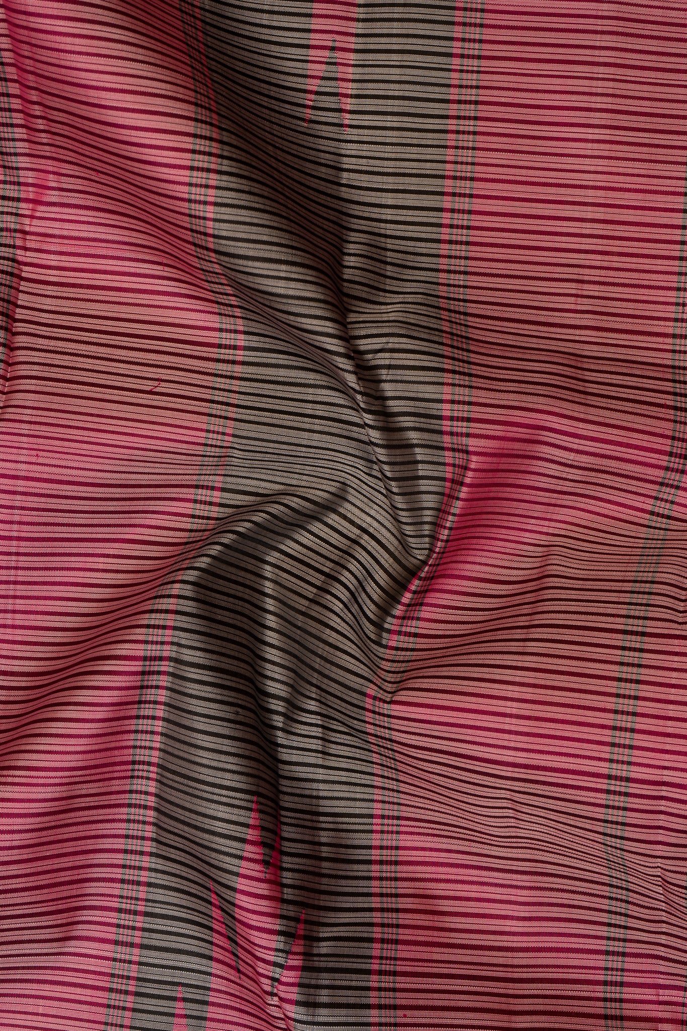 Grey and Black Stripes Ganga Jamuna Pure Kanchipuram Silk Saree - Clio Silks