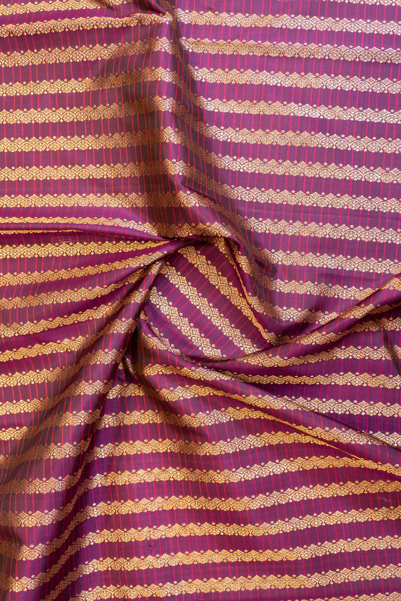 Purple zari stripes brocade ‪pure Kanchipuram silk saree