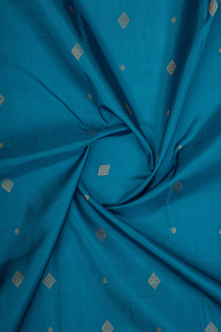 Peacock Blue and Ivory Traditional Pure Kanchipuram Silk Saree