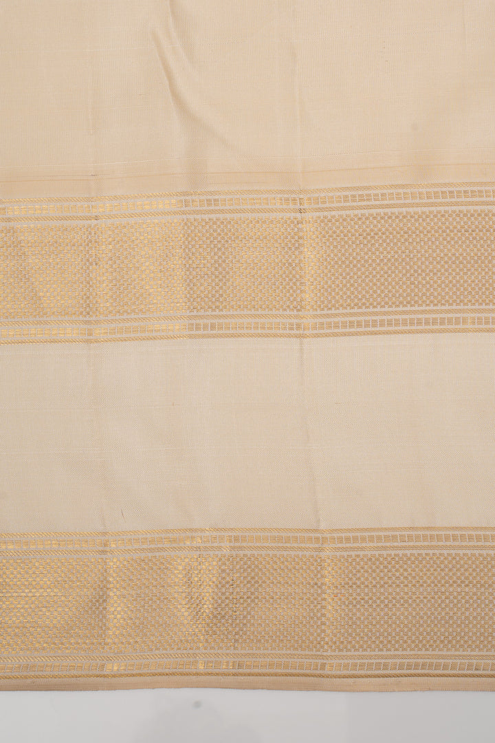 Peacock Blue and Ivory Traditional Pure Kanchipuram Silk Saree