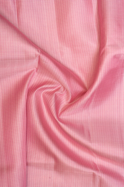 Baby Pink Pure Zari Checks Kanchipuram Silk Saree - Clio Silks