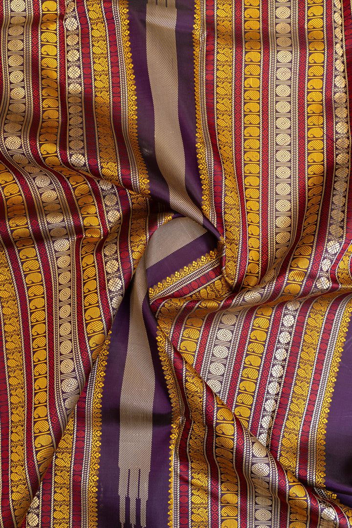 Striped fabric with gold, purple, and beige colors