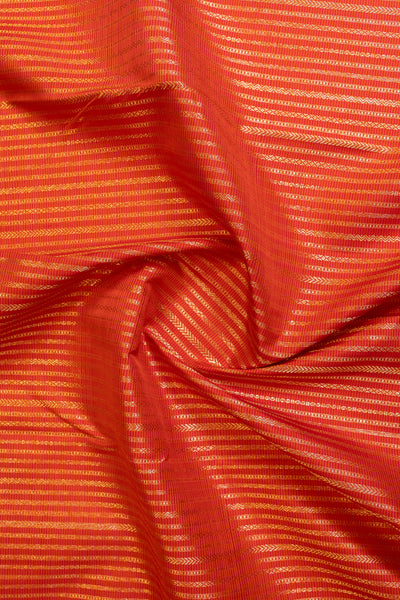 Reddish orange brocade pure Kanchipuram silk saree