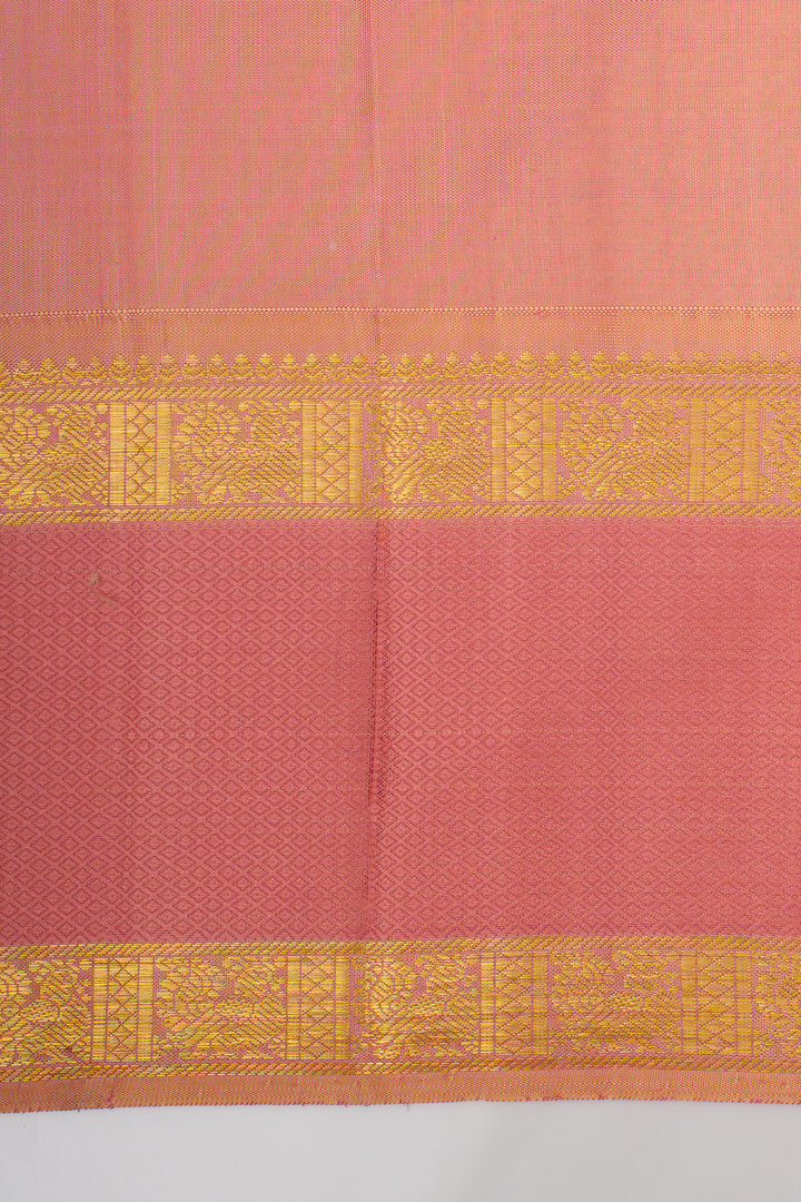 Peacock blue and pink  pure kanchipuram silk saree