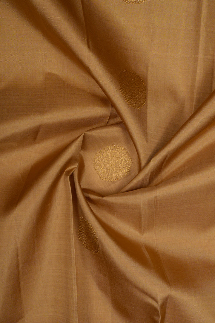 Khaki multi  checks border  pure kanchipuram silk saree