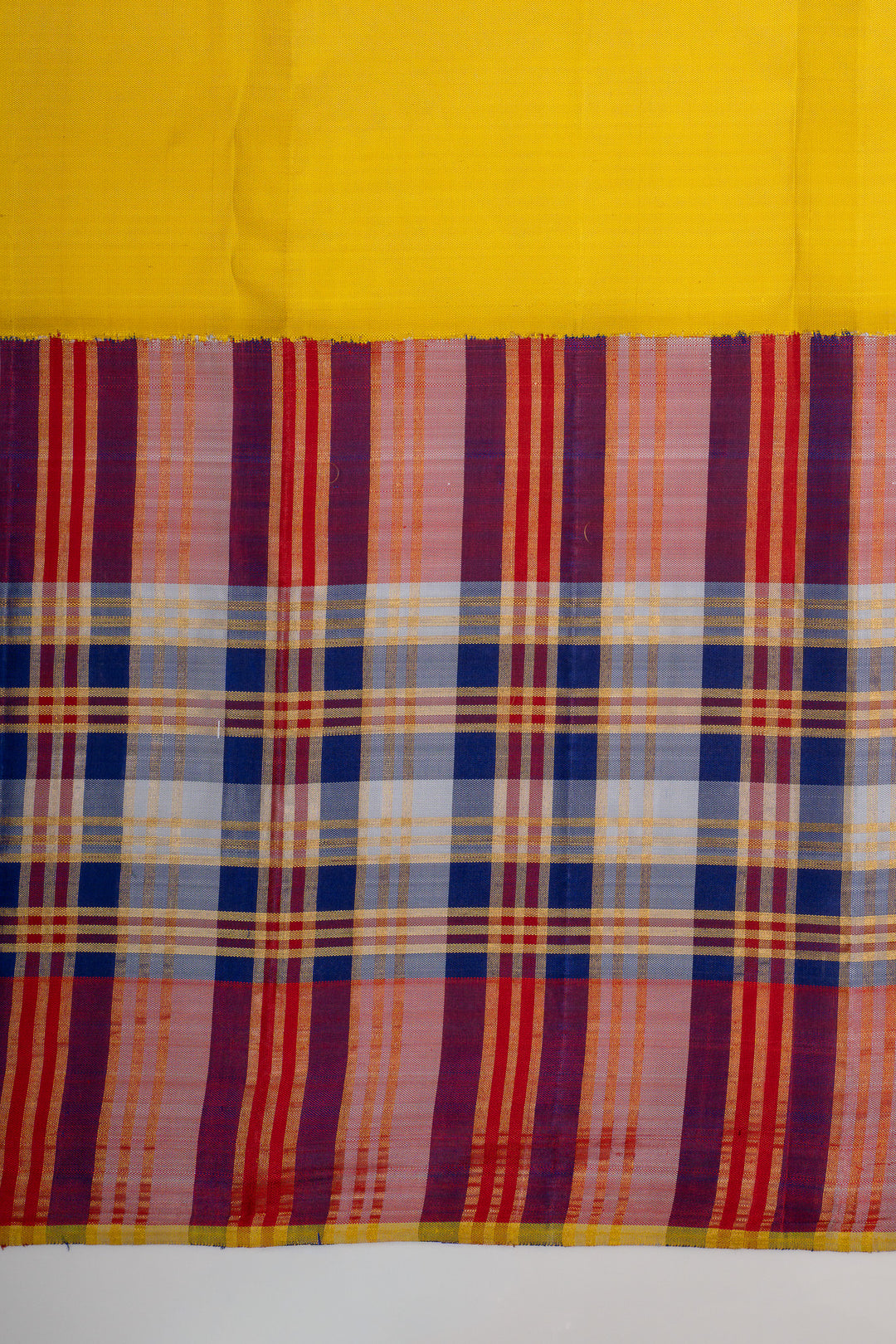 Khaki multi  checks border  pure kanchipuram silk saree