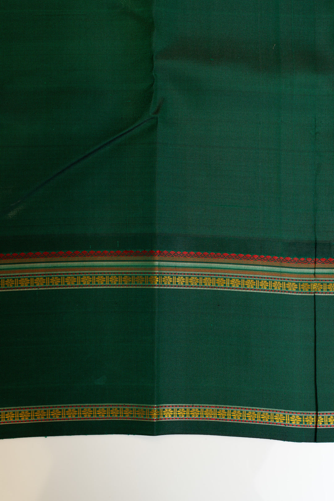 Cream and green rettai pettu pure Kanchipuram silk saree