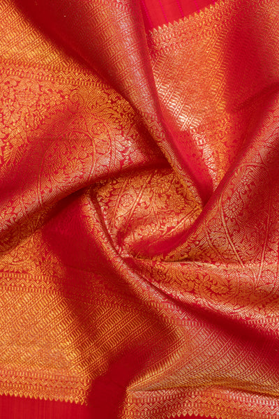 Reddish pink zari brocade pure Kanchipuram silk saree