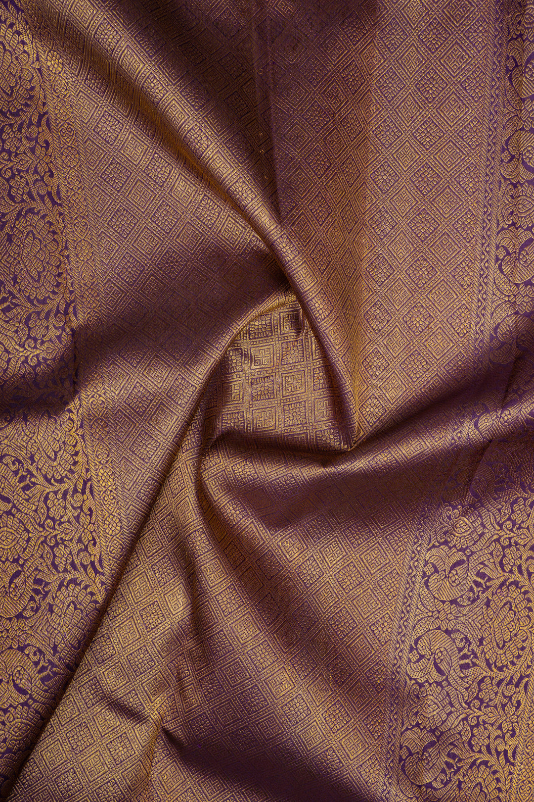 Pastel blue and jamun varisiapettu pure kanchipuram silk saree