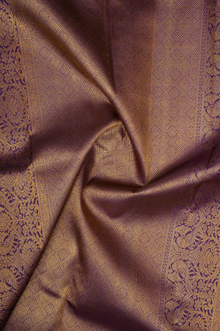 Pastel blue and jamun varisiapettu pure kanchipuram silk saree