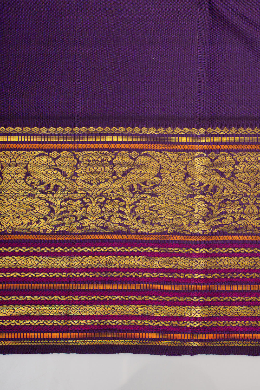 Pastel blue and jamun varisiapettu pure kanchipuram silk saree