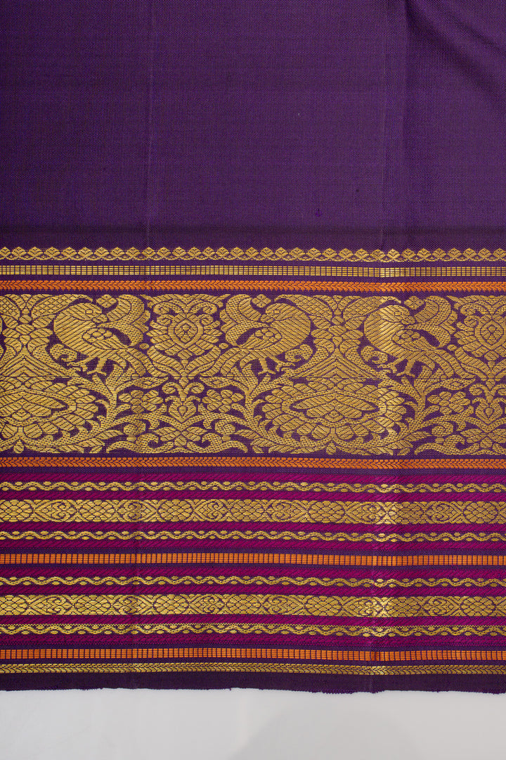 Pastel blue and jamun varisiapettu pure kanchipuram silk saree