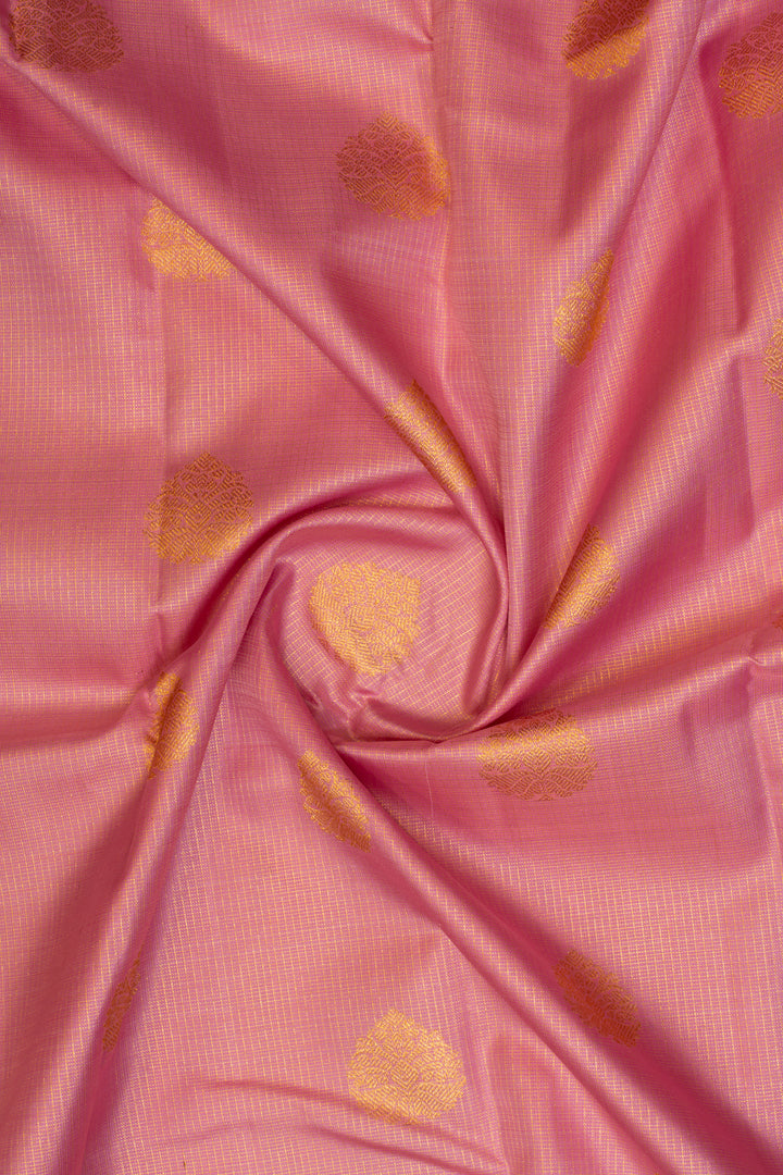 Pastel pink vairaoosi checks pure Kanchipuram silk saree