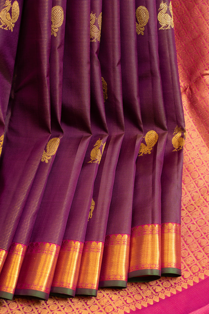 Purple vairaoosi pure Kanchipuram silk saree