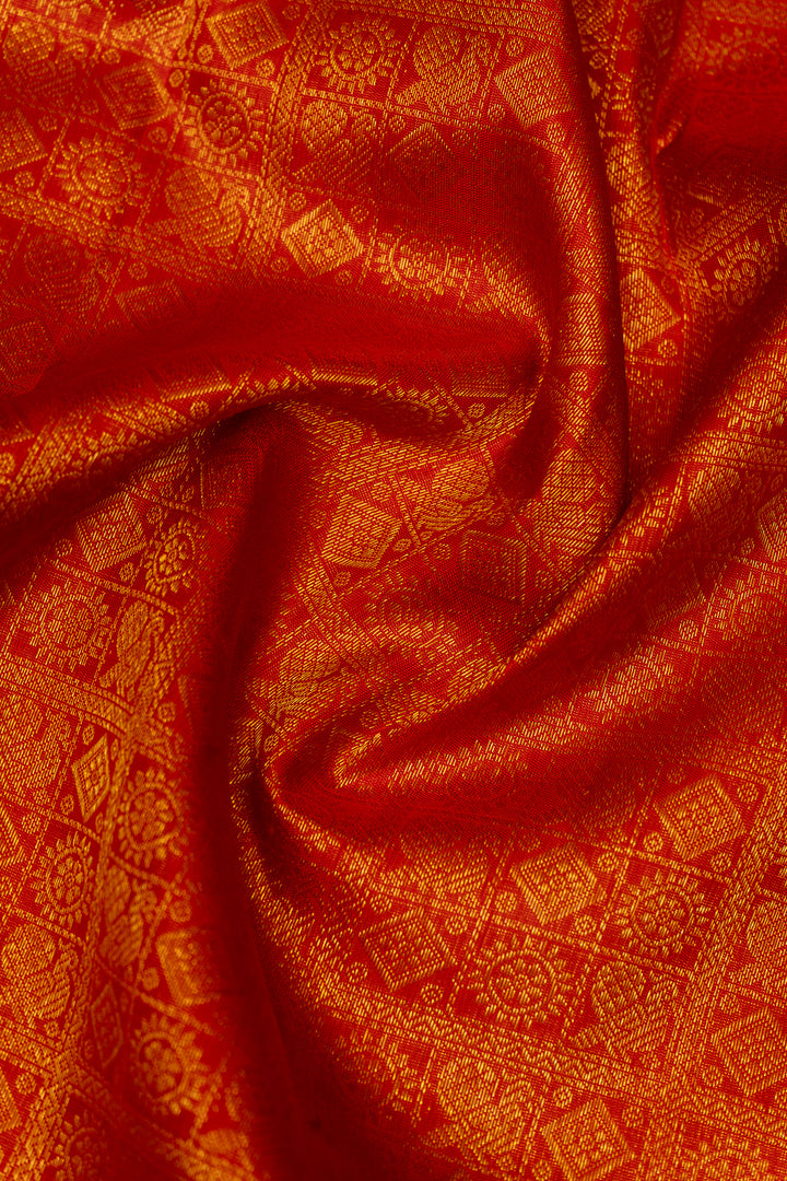 Red Traditional Brocade Pure Kanchipuram Silk Saree - Clio Silks