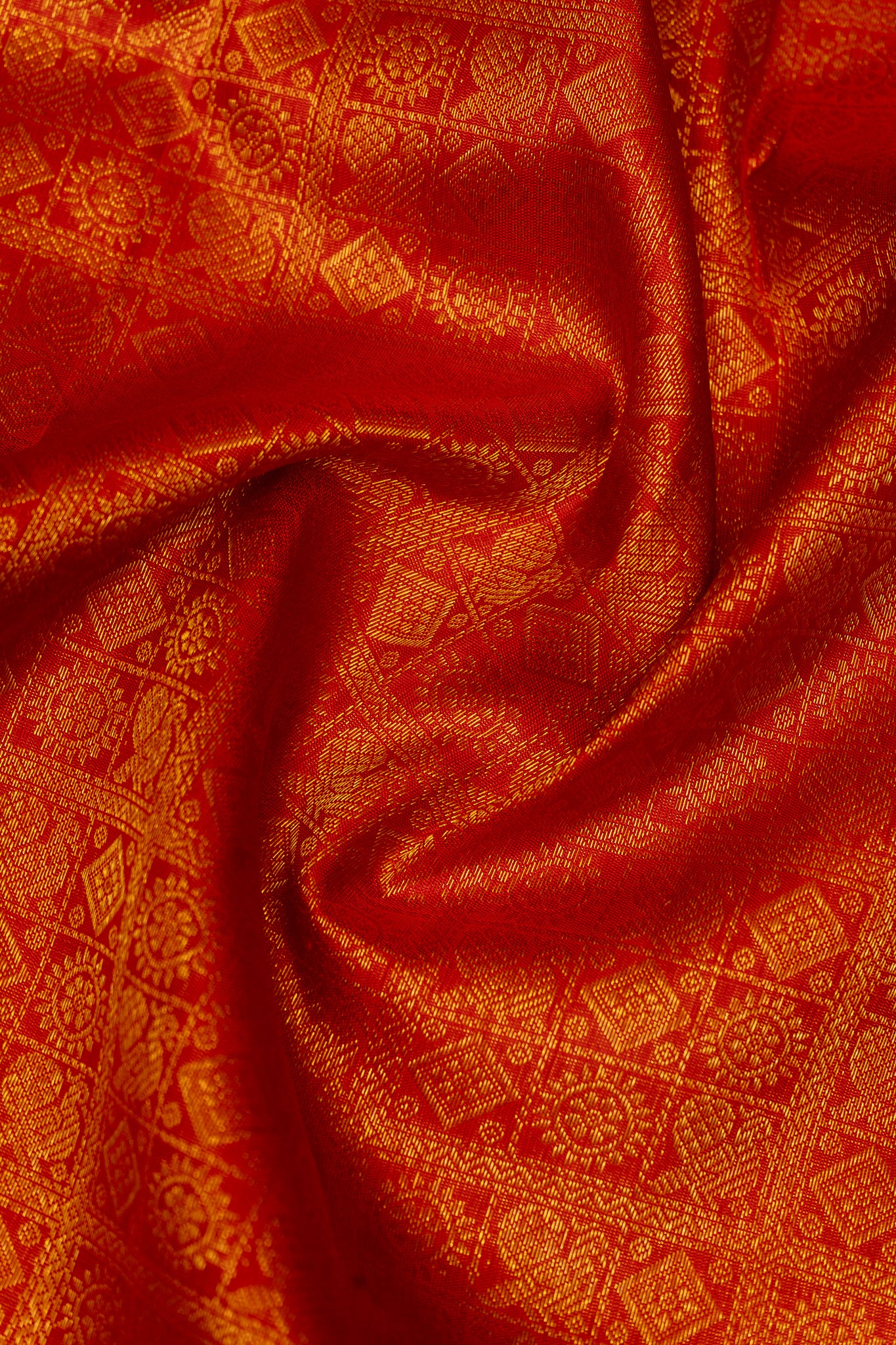 Red Traditional Brocade Pure Kanchipuram Silk Saree - Clio Silks