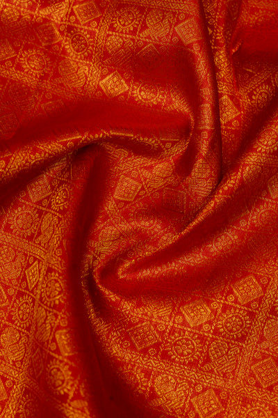 Red Traditional Brocade Pure Kanchipuram Silk Saree - Clio Silks