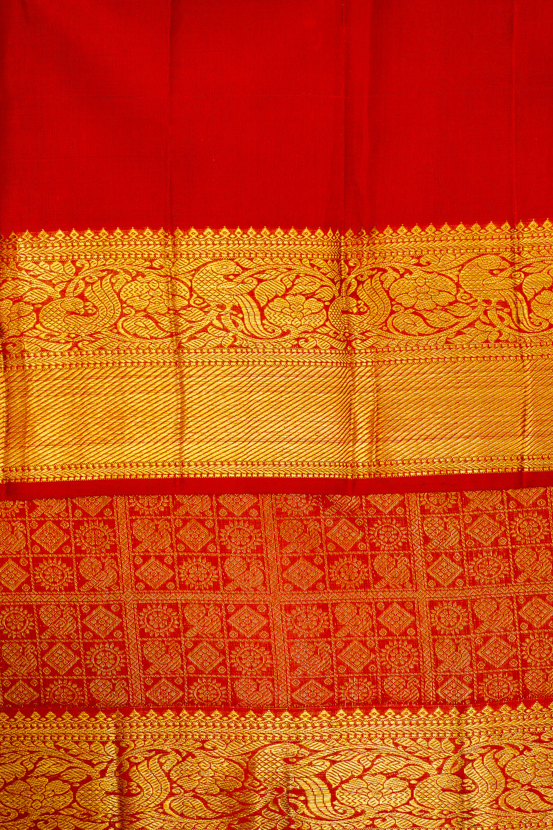 Red Traditional Brocade Pure Kanchipuram Silk Saree - Clio Silks
