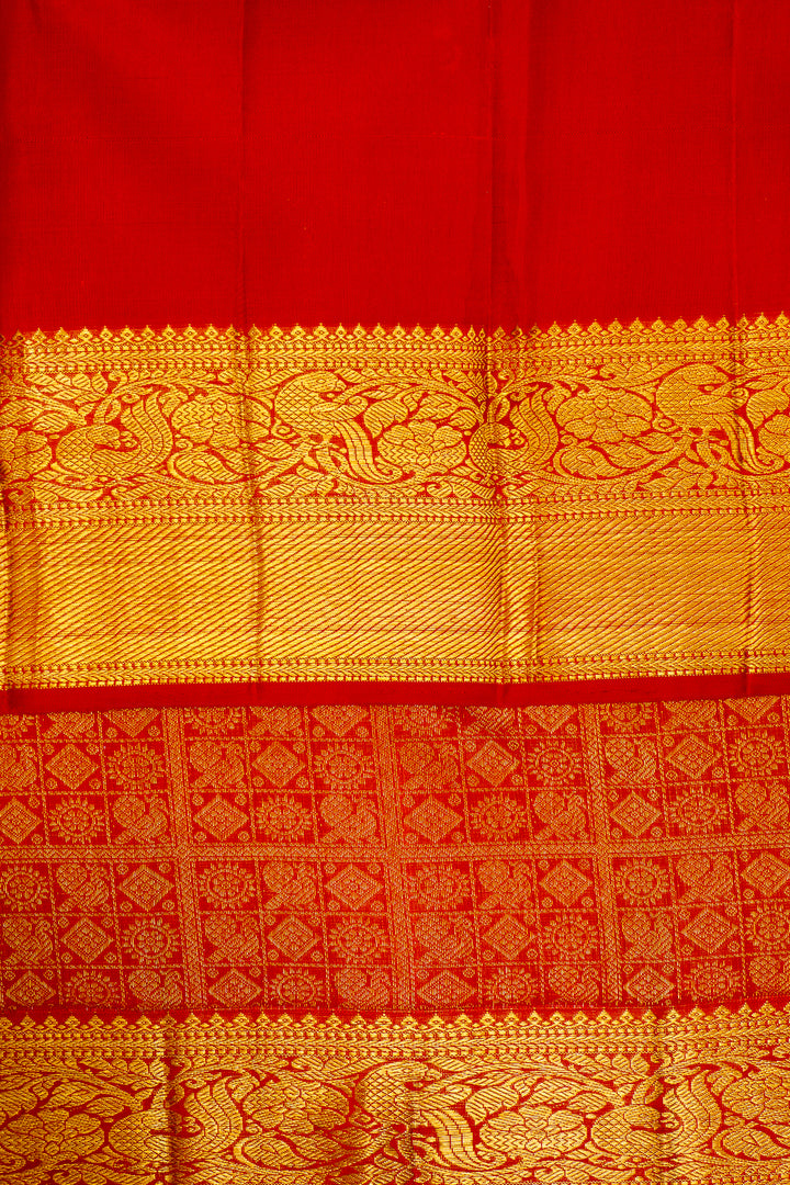 Red Traditional Brocade Pure Kanchipuram Silk Saree - Clio Silks
