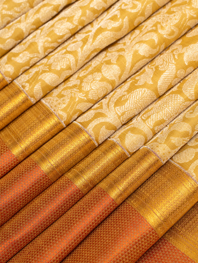 Gold vanasingaram rettai pettu pure Kanchipuram silk saree