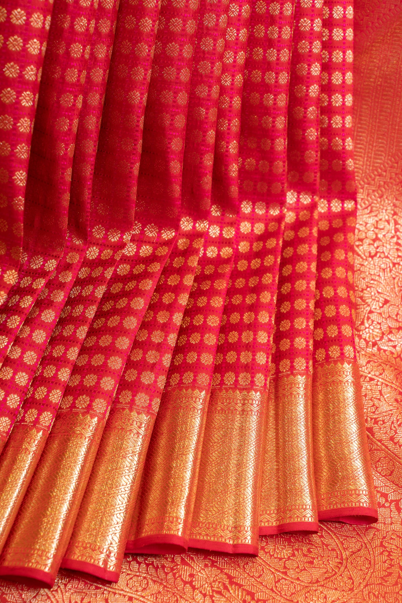 Reddish pink zari brocade pure Kanchipuram silk saree