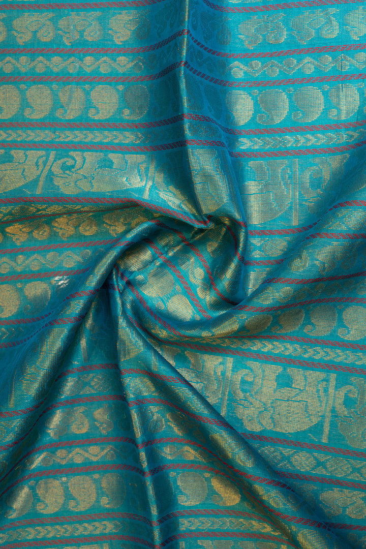 Ms blue pure silk cotton saree