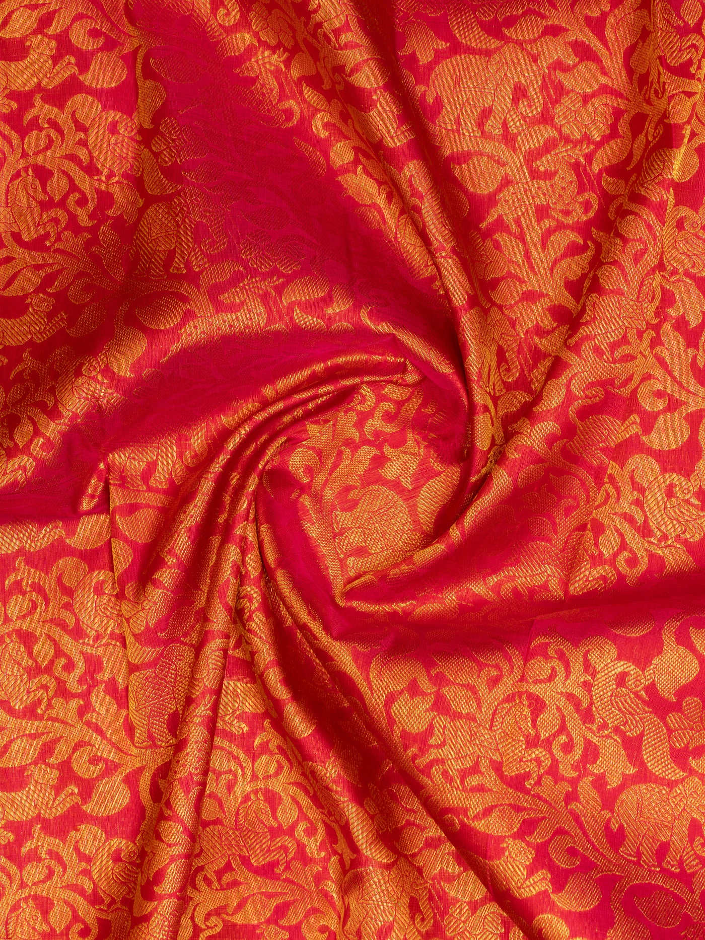 Rani pink vanasingaram rettai pettu pure Kanchipuram silk saree